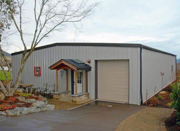 Ash Gray and Burnished Slate Steel Building Color Combination