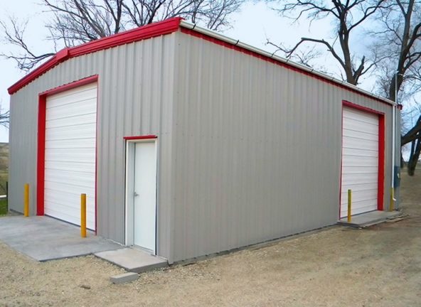 Ash Gray and Crimson Red Metal Building Color Combination