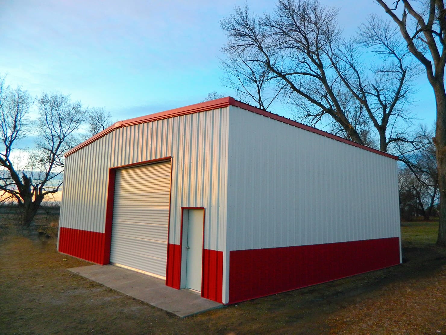Metal Shed with Red Wainscot